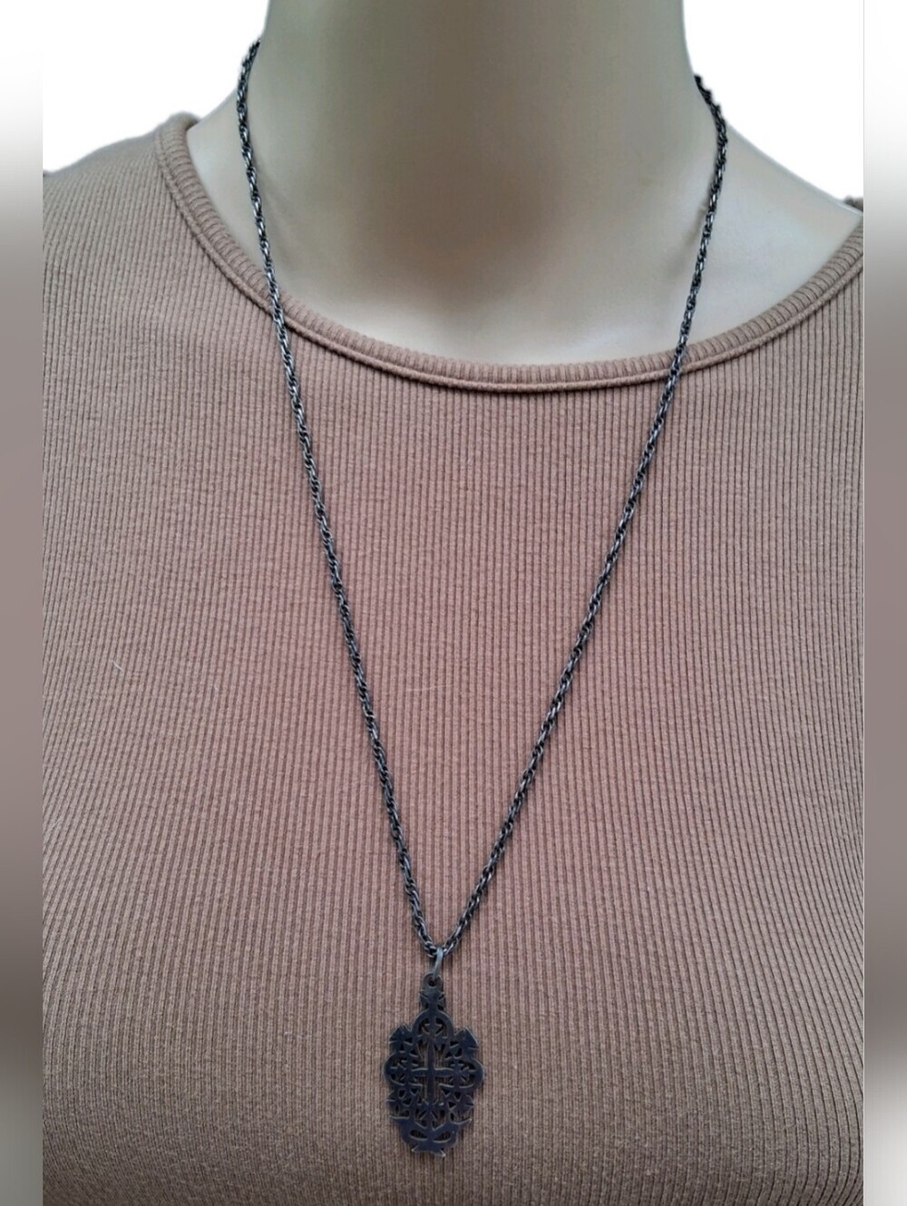 Vintage Sterling Silver Orthodox Ethiopian Coptic Cross Necklace